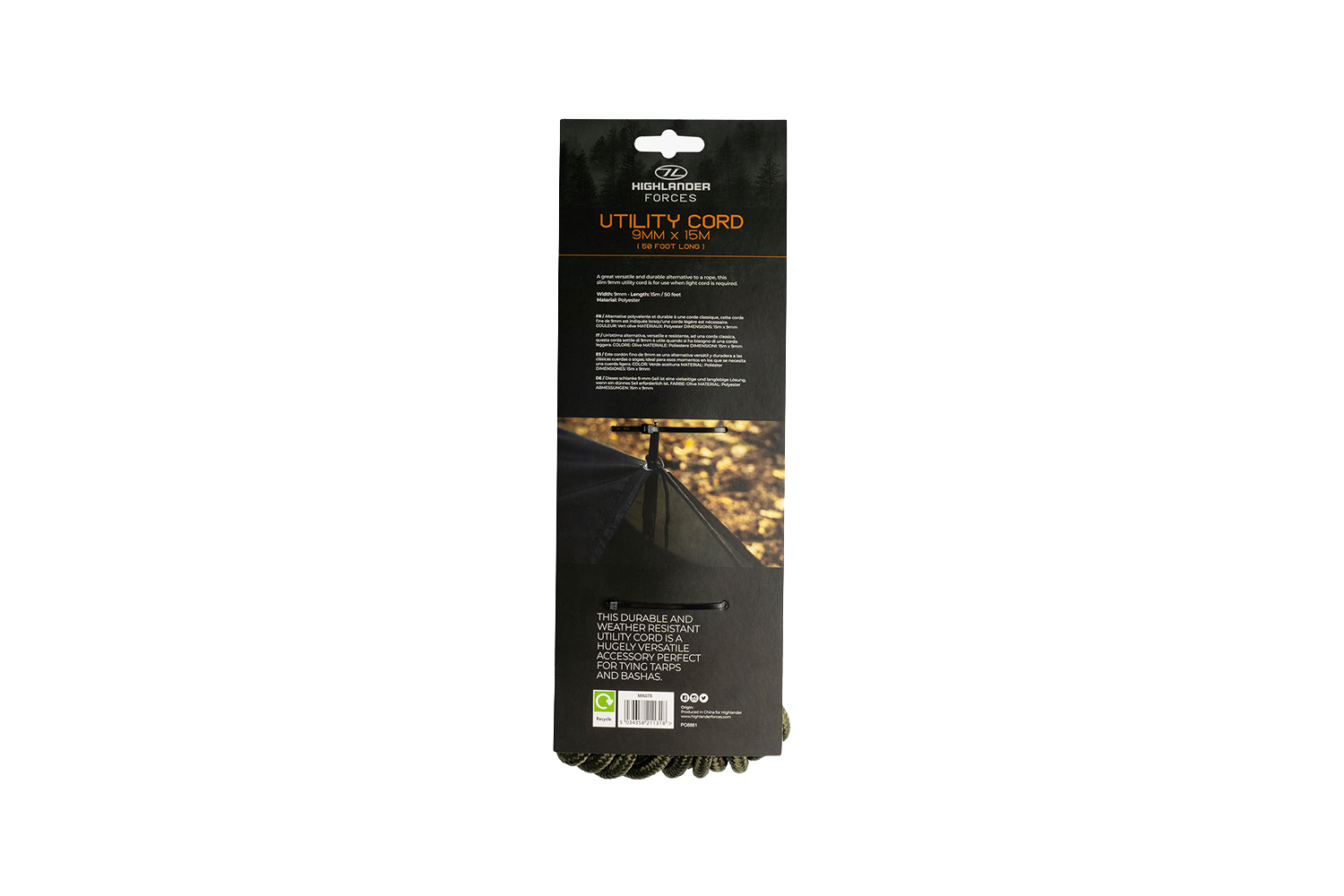 Highlander Forces Mehrzweckseil 9 mm x 15 m Oliv