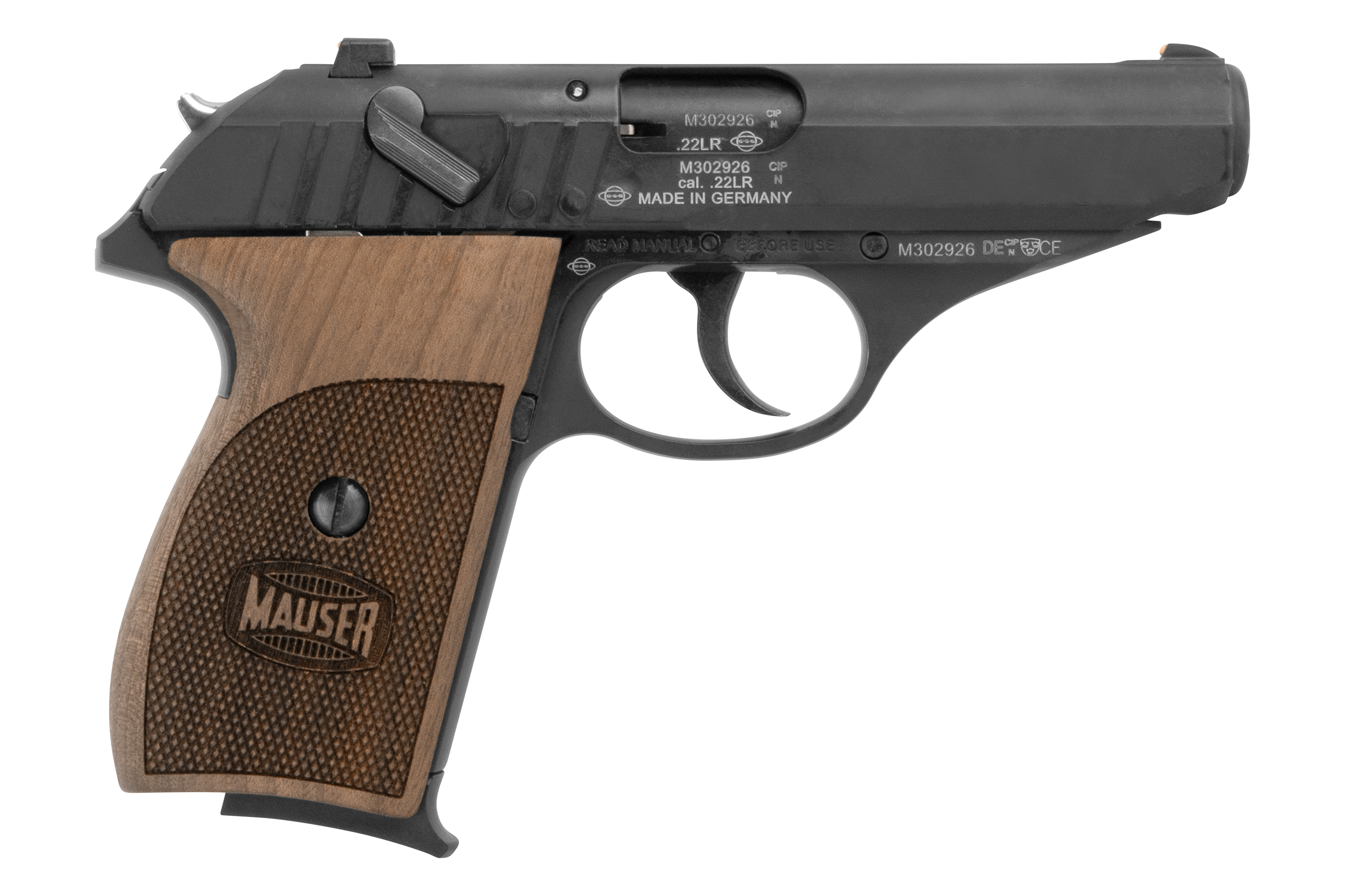 Mauser HSr mit Walnuss-Holzgriffschalen .22lr HV - Selbstladepistole